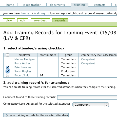 training_records